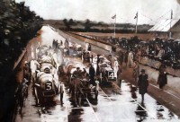 Shan Amrohvi, Oil on Canvas, 24 x 36 inch, Vintage Car painting, AC-SA-062